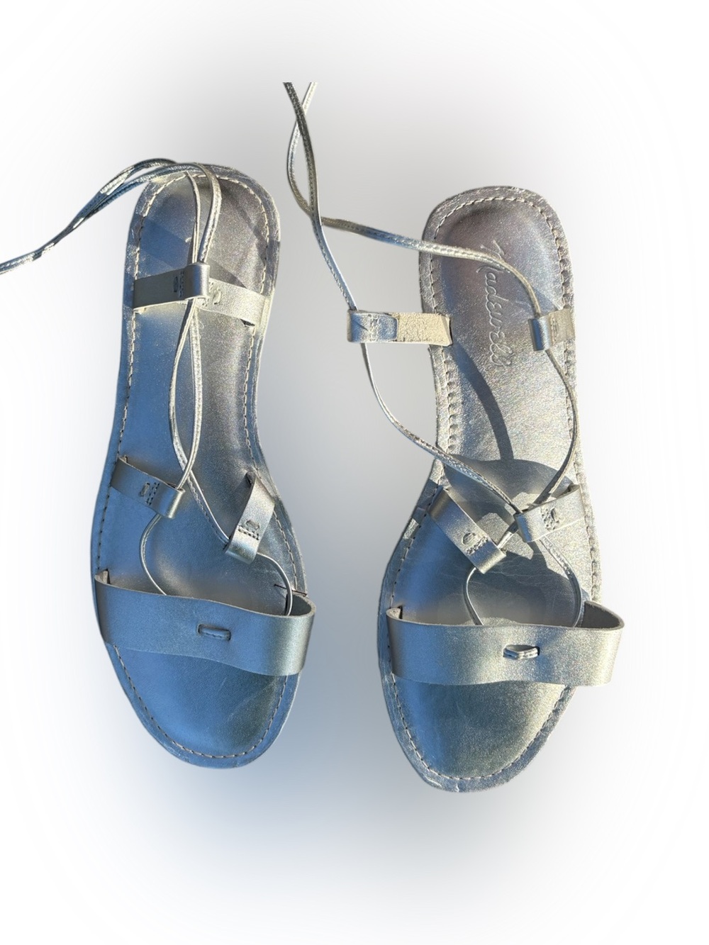 Madewell Silver Leather Gladiator Sandals 8